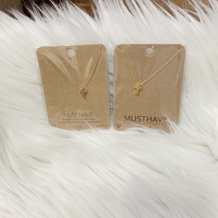 Must Have Cross Short Necklace-2 Colors