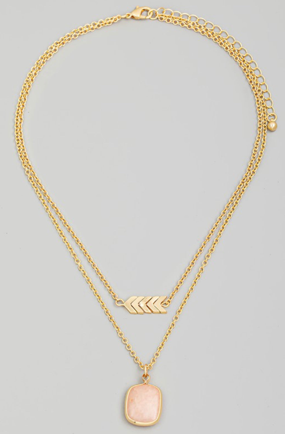 The Lola Layered Chain Square Stone Necklace