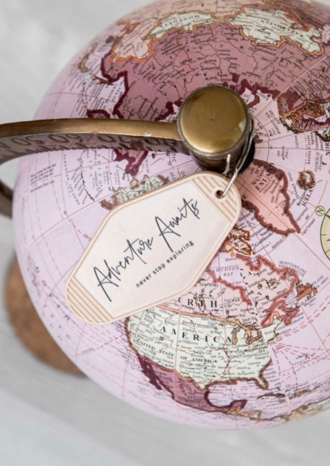 Adventure Awaits Tan Keychain