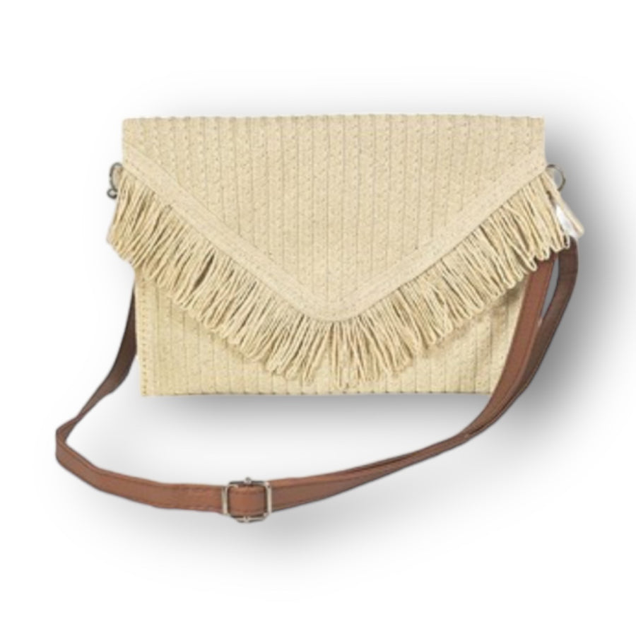 Beachcomber Tan Straw Crossbody