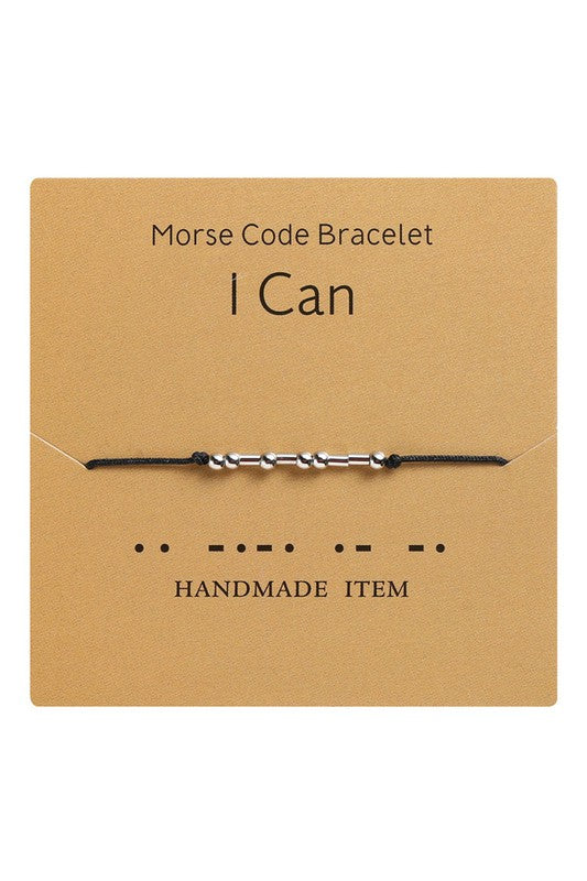 Morse Code Silver Beaded Bracelet