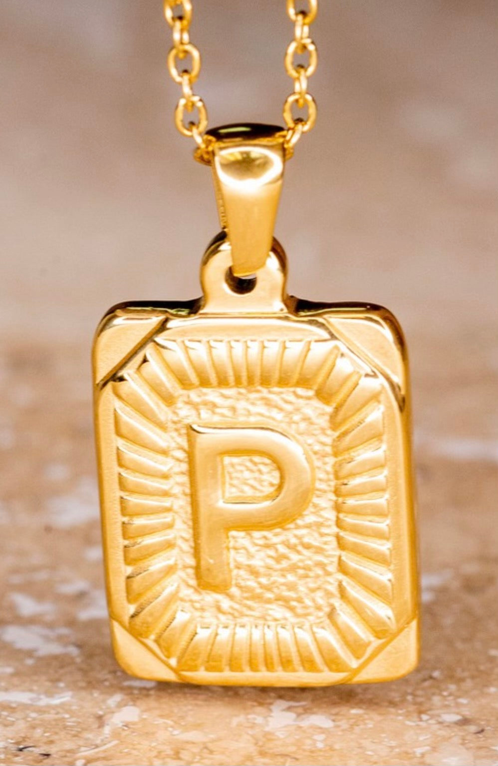 Gold Initial Card Pendent Necklaces