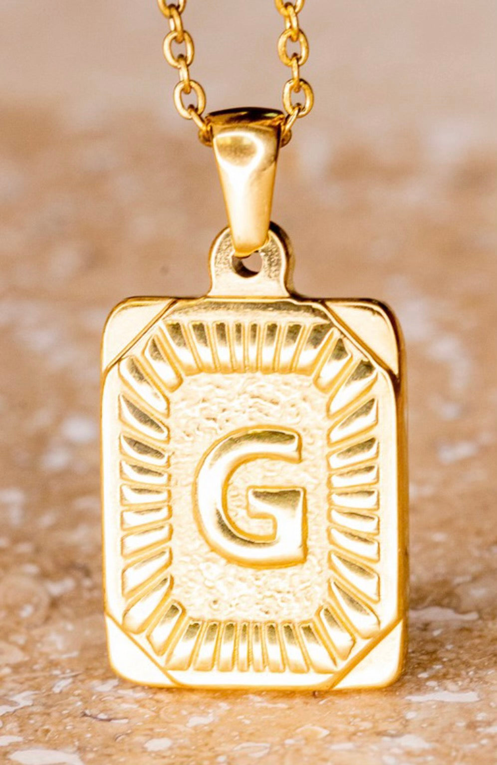 Gold Initial Card Pendent Necklaces
