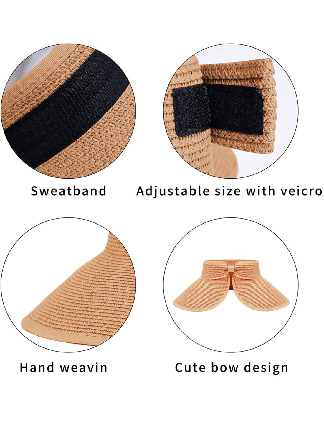 Foldable Straw Visor Hat