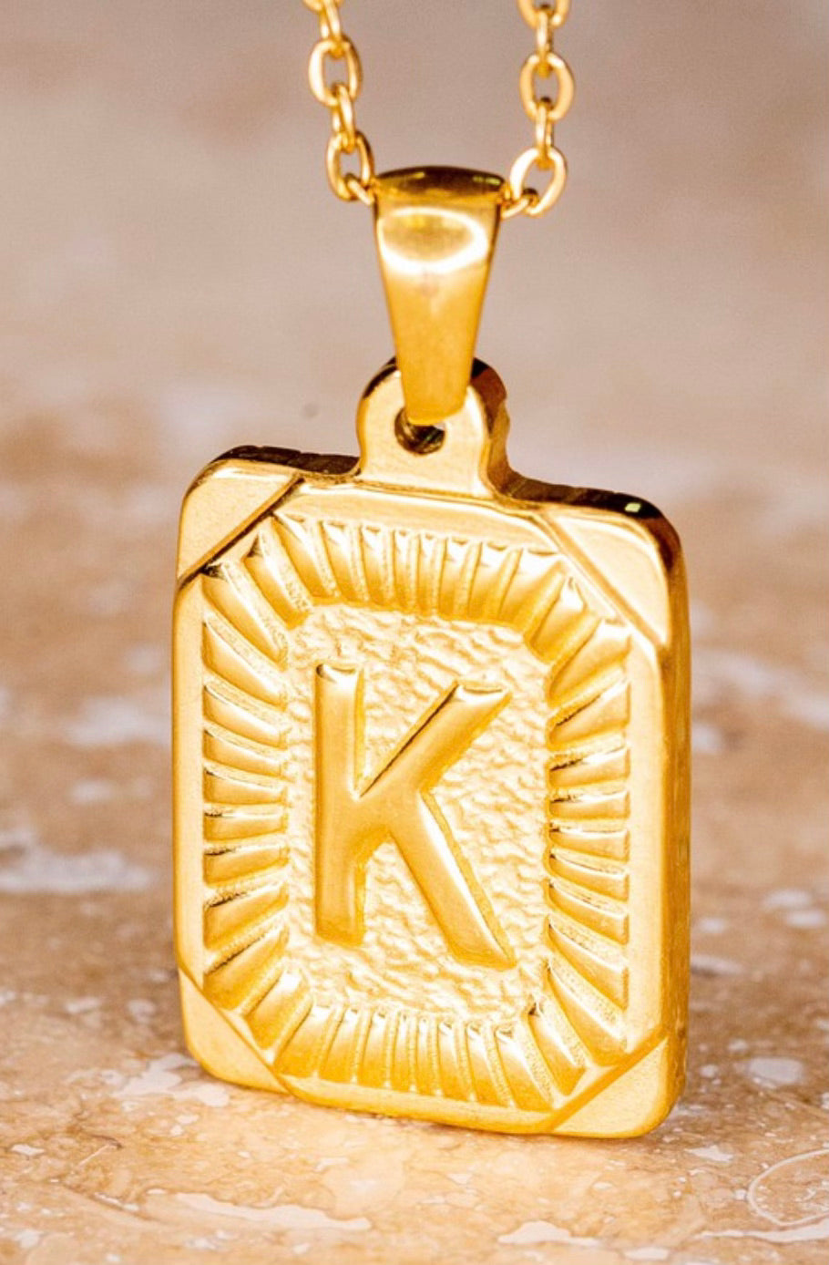 Gold Initial Card Pendent Necklaces