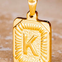 Gold Initial Card Pendent Necklaces