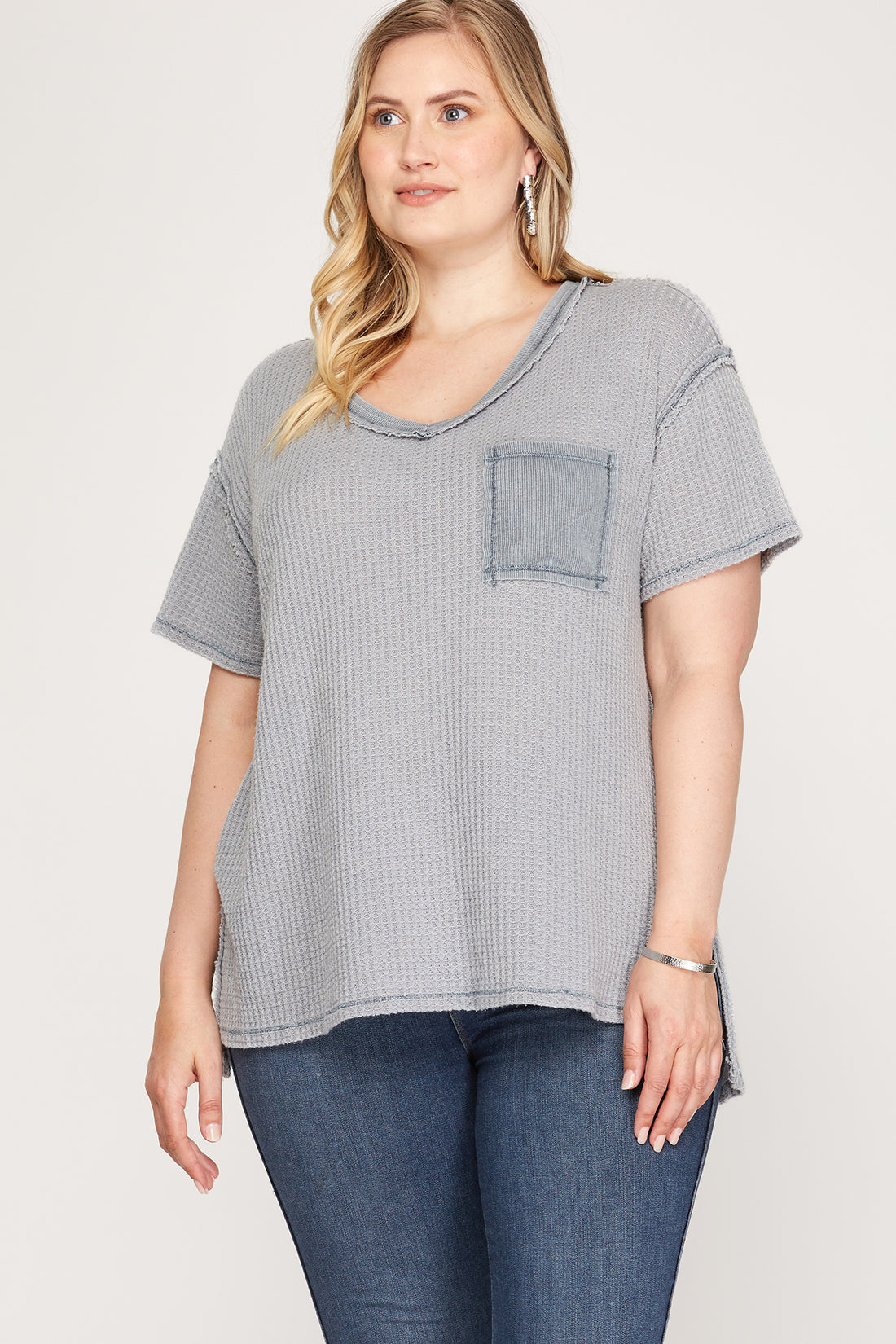 PLUS The Ava Grey Thermal Knit Top