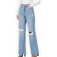 Zenana Urban Straight Leg Distressed Denim