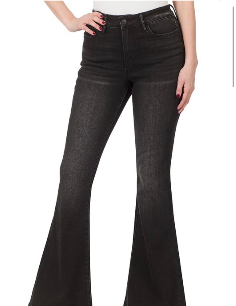 The Brandy Zenana Black High-Rise Flares