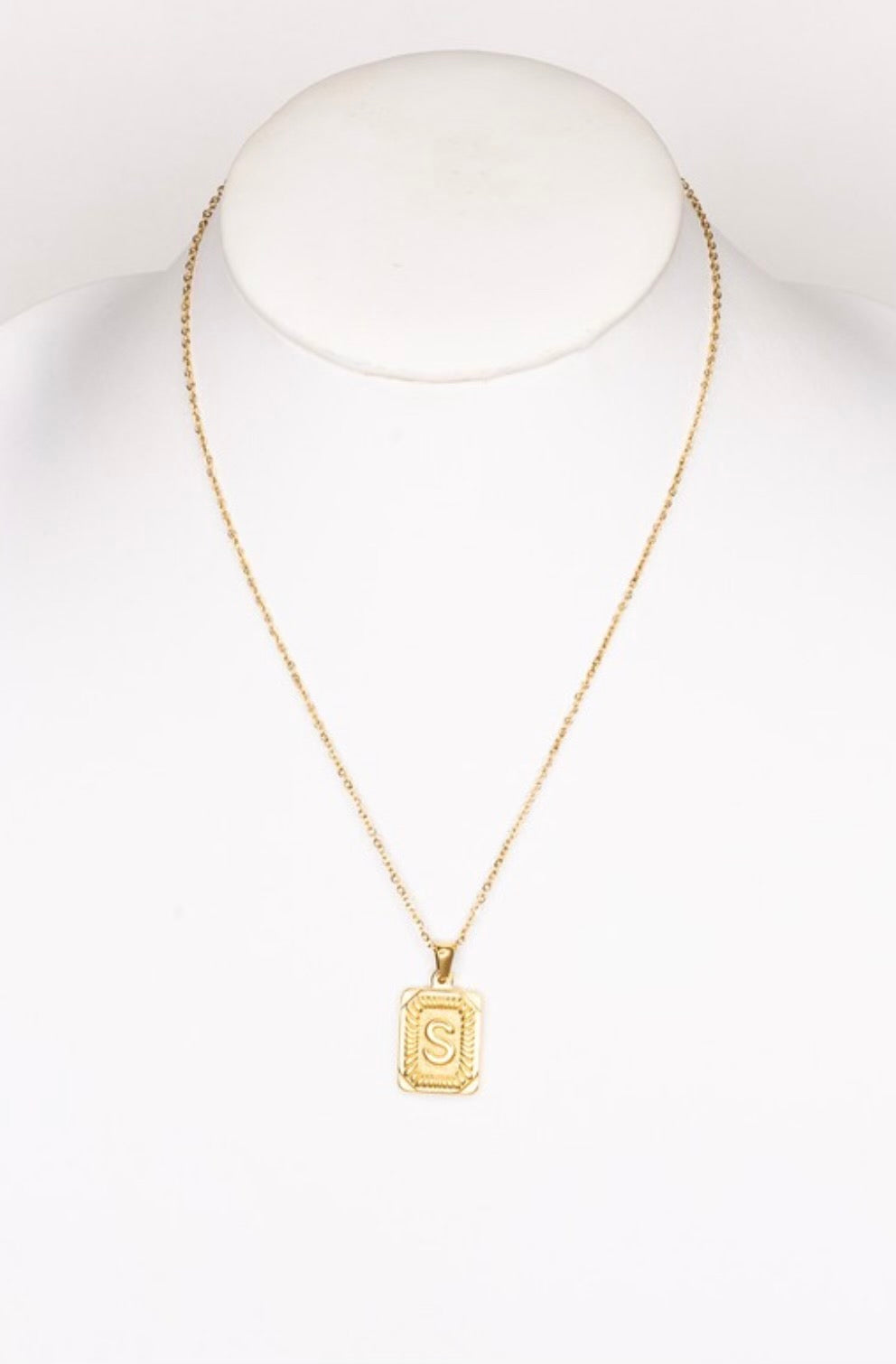 Gold Initial Card Pendent Necklaces