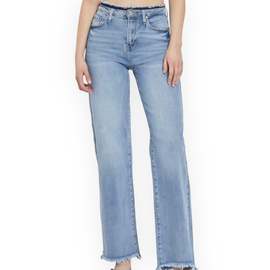 Risen High-Rise Wide Leg Jeans