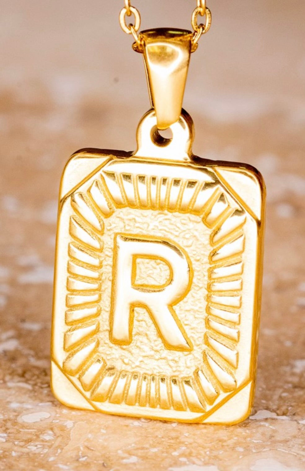 Gold Initial Card Pendent Necklaces