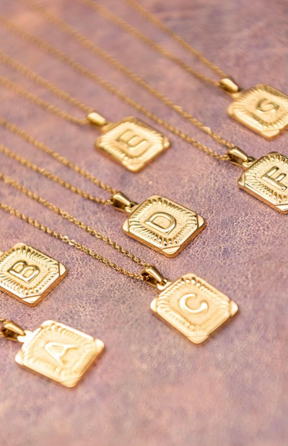 Gold Initial Card Pendent Necklaces