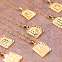 Gold Initial Card Pendent Necklaces