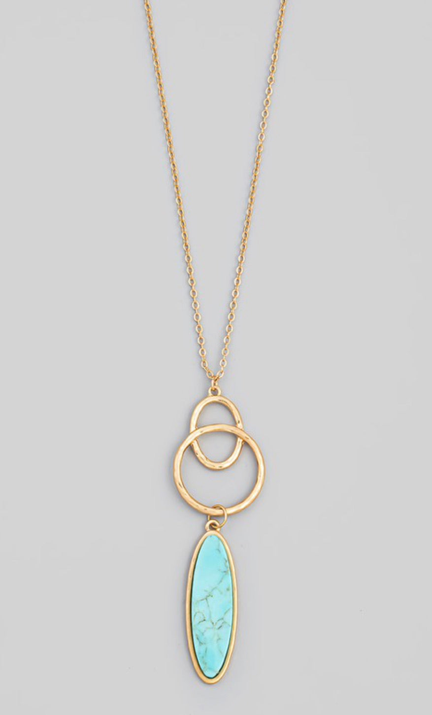 Semiprecious Oval Stone Pendant Necklace - 4 colors