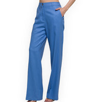 The Becky Blue Linen Twill Pants