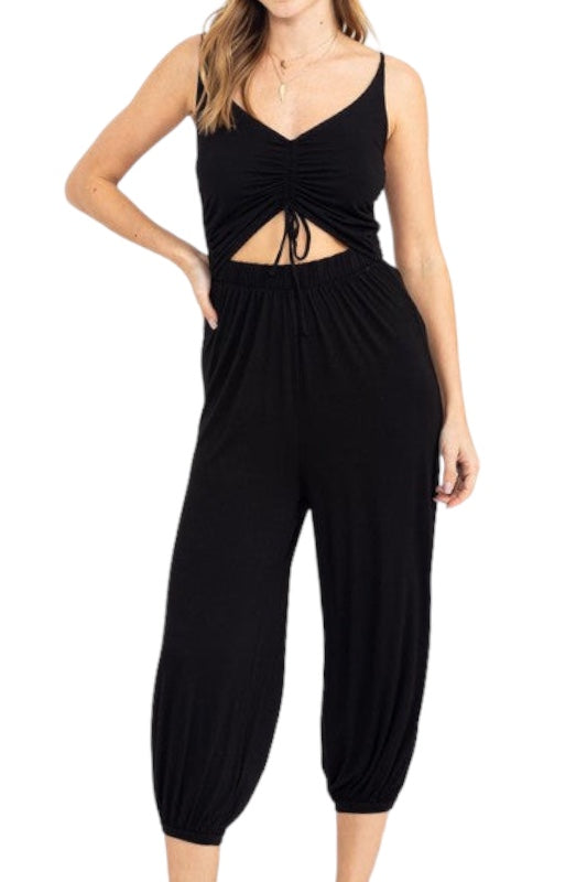 Daydreaming Black Ruched Jumpsuit