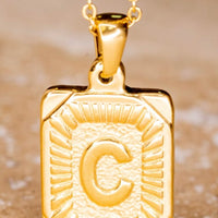 Gold Initial Card Pendent Necklaces