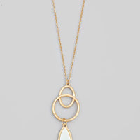 Semiprecious Oval Stone Pendant Necklace - 4 colors