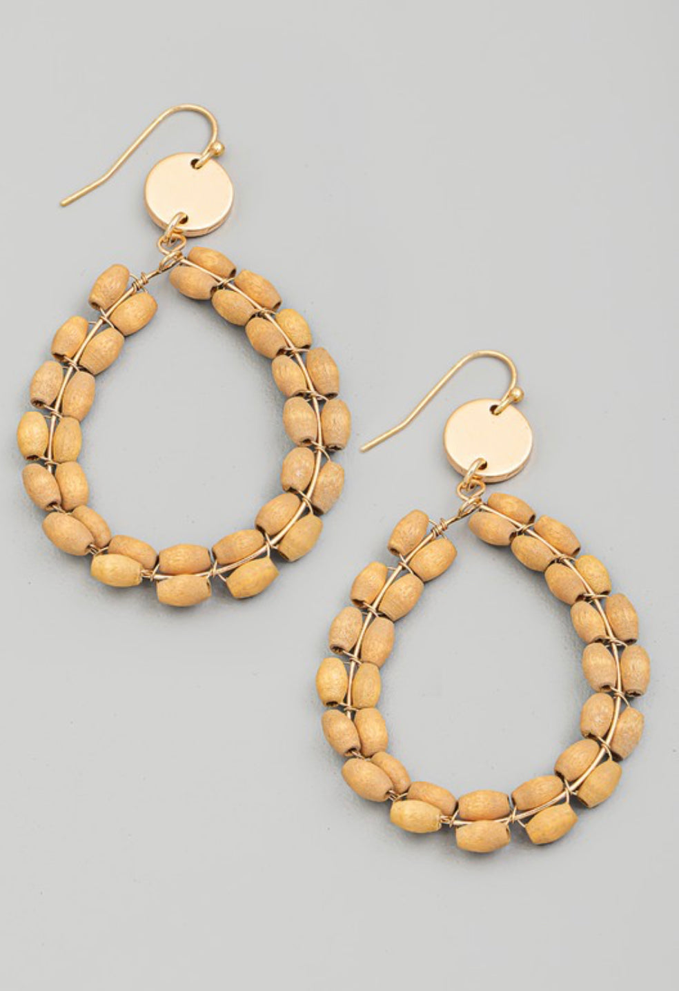 Wooden Bead Circle Drop Earrings