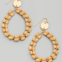 Wooden Bead Circle Drop Earrings