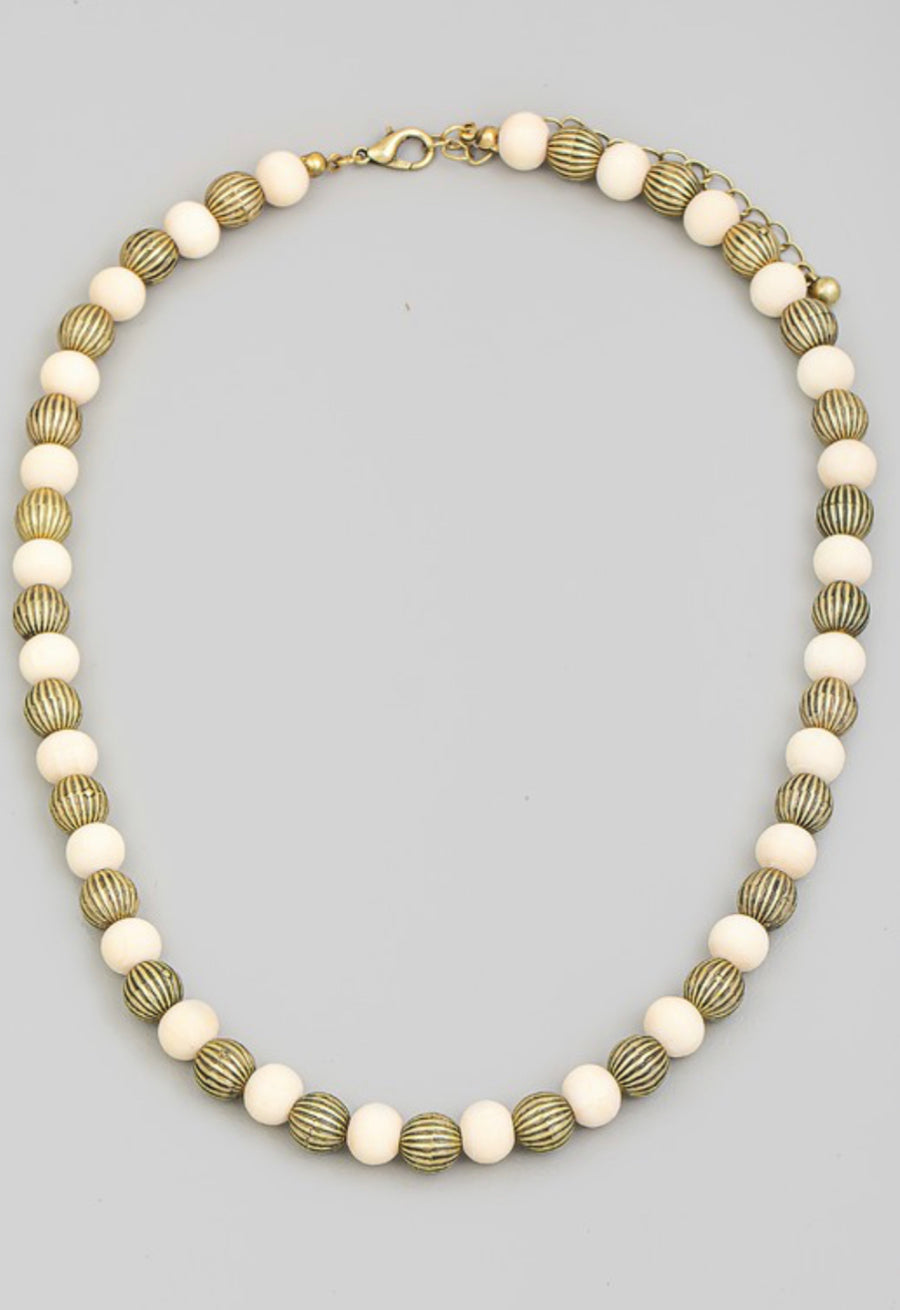 Ivory Two Tone Ball Beaded Necklace