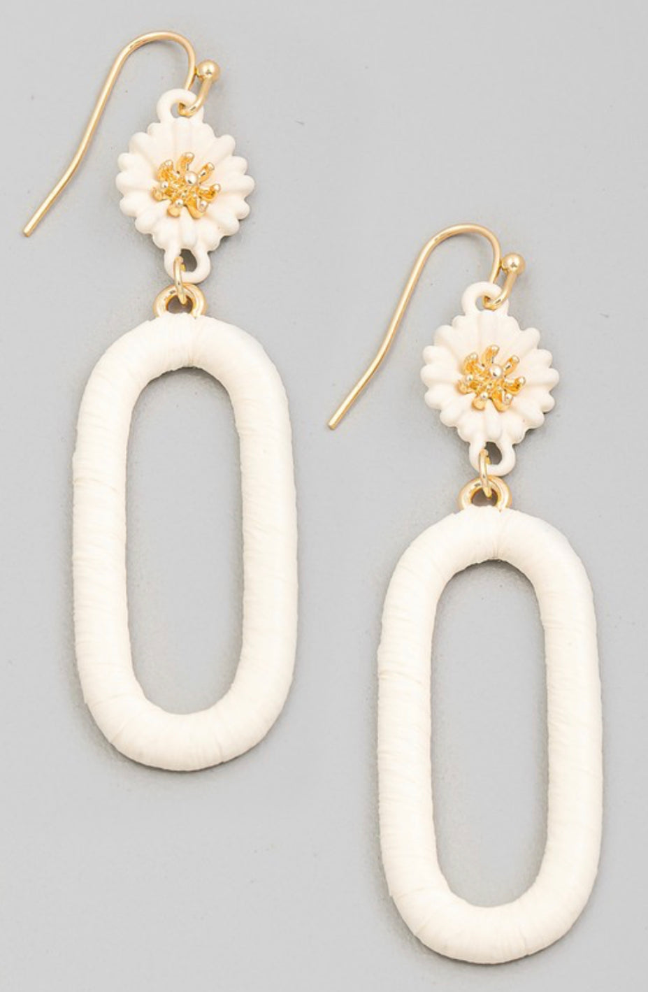 The Dava Dainty Flower Oval Earrings