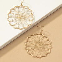 Gold Woven Flower Drop Earrings