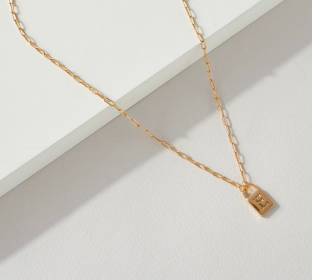 Dainty Initial Lock Necklaces