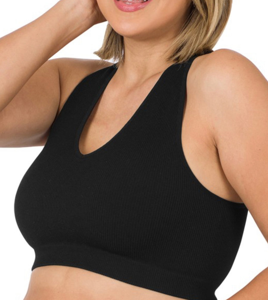Plus Black Racerback Crop Tank