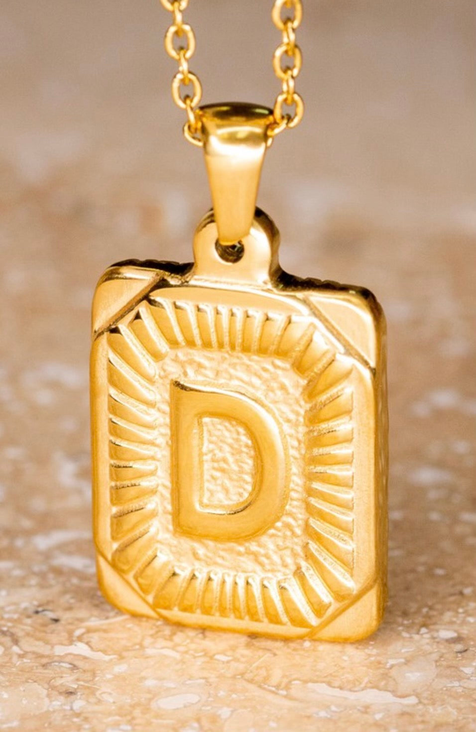 Gold Initial Card Pendent Necklaces