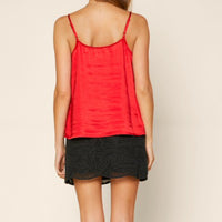 Say You Love Me Red Satin Lace Cami