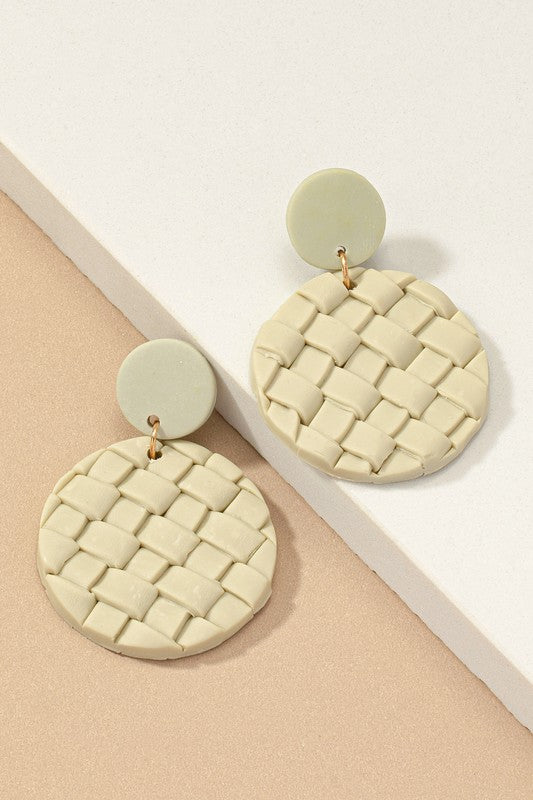 Sage Clay Disk Drop Earrings