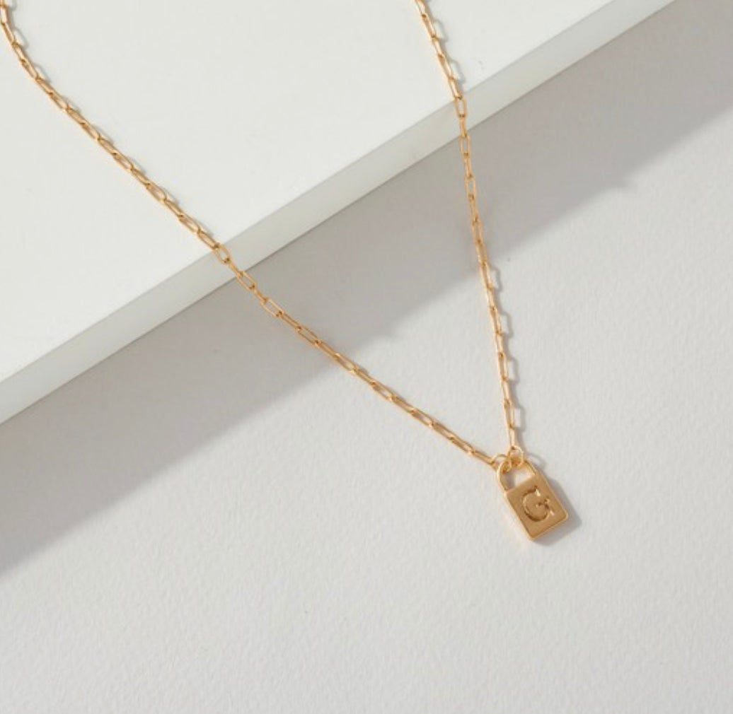 Dainty Initial Lock Necklaces