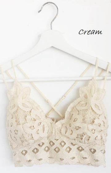 Cream Lace Crochet Bralette