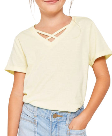 The Callie Lt Yellow Criss Cross Tee