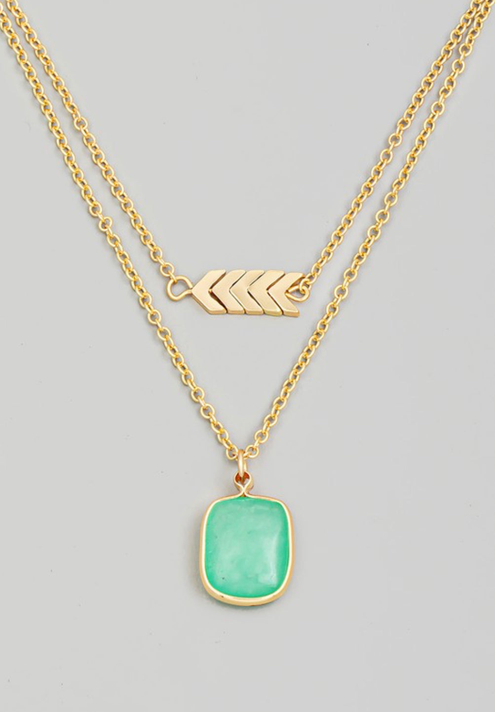 The Lola Layered Chain Square Stone Necklace