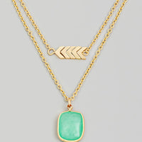The Lola Layered Chain Square Stone Necklace