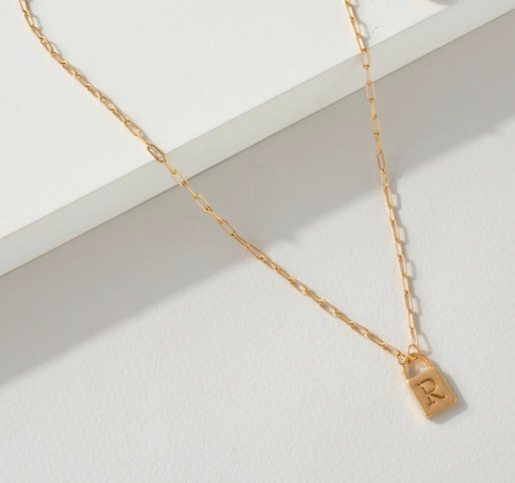 Dainty Initial Lock Necklaces