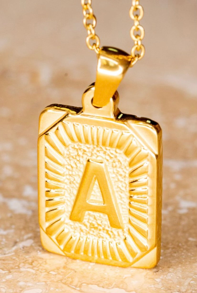 Gold Initial Card Pendent Necklaces