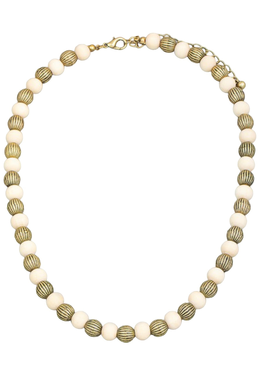 Ivory Two Tone Ball Beaded Necklace